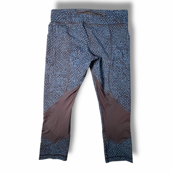 Lululemon Pace Rival Crop Shatter Weave Desert Teal Alberta Lake Black Size 10 - Picture 3 of 10